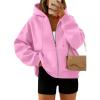 imageTrendy Queen Zip Up Hoodies For Women Cropped Sweatshirts Fall Fashion Outfits 2025 Y2k Fleece Teen Girls ClothesPink