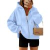 imageTrendy Queen Zip Up Hoodies For Women Cropped Sweatshirts Fall Fashion Outfits 2025 Y2k Fleece Teen Girls ClothesSkyblue