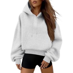 imageTrendy Queen Womens Cute Cropped Hoodies Y2k Long Sleeve Sweatshirts Fall Fashion Outfits Winter Sweater Clothes 2025Grey