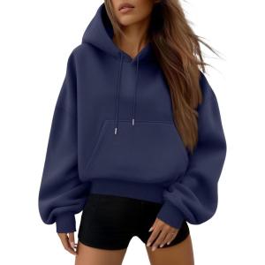 imageTrendy Queen Womens Cute Cropped Hoodies Y2k Long Sleeve Sweatshirts Fall Fashion Outfits Winter Sweater Clothes 2025Navy