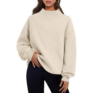 imageTrendy Queen Womens Oversized Sweatshirts Turtleneck Pullover Long Sleeve Hoodies Tops Fall Fashion Outfits 2025 ClothesBeige