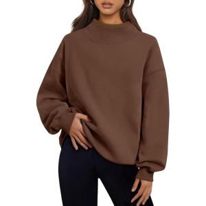 imageTrendy Queen Womens Oversized Sweatshirts Turtleneck Pullover Long Sleeve Hoodies Tops Fall Fashion Outfits 2025 ClothesBrown