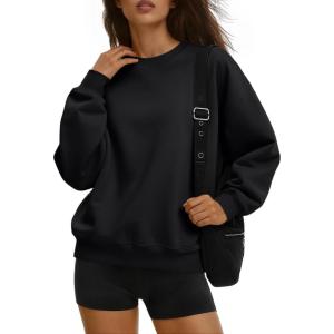 imageTrendy Queen Womens Sweatshirts Crewneck Pullover Hoodies Casual Tops Sweaters Fall Winter Outfits 2025 Comfy Fashion ClothesBlack