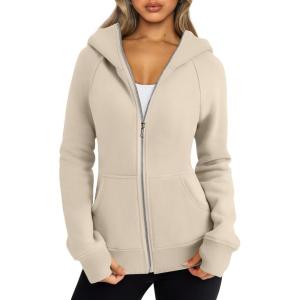 imageTrendy Queen Womens Zip Up Hoodies Fleece Jackets Oversized Sweatshirts Fall Fashion Outfits Sweaters Winter ClothesApricot