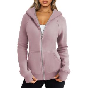 imageTrendy Queen Womens Zip Up Hoodies Fleece Jackets Oversized Sweatshirts Fall Fashion Outfits Sweaters Winter ClothesDarkpink