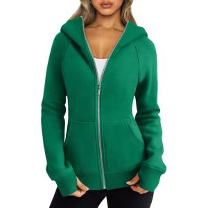 imageTrendy Queen Womens Zip Up Hoodies Fleece Jackets Oversized Sweatshirts Fall Fashion Outfits Sweaters Winter ClothesGrassgreen