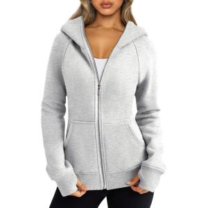 imageTrendy Queen Womens Zip Up Hoodies Fleece Jackets Oversized Sweatshirts Fall Fashion Outfits Sweaters Winter ClothesGrey
