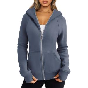 imageTrendy Queen Womens Zip Up Hoodies Fleece Jackets Oversized Sweatshirts Fall Fashion Outfits Sweaters Winter ClothesGreyblue