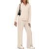 imageSAMPEEL 2 Piece Outfits for Women Lounge Sets Matching Sets Fall Fashion Clothing Travel Airport Vacation Clothes Pant SetsApricot