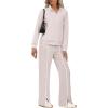 imageSAMPEEL 2 Piece Outfits for Women Lounge Sets Matching Sets Fall Fashion Clothing Travel Airport Vacation Clothes Pant SetsBeige