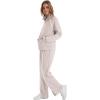 imageSAMPEEL 2 Piece Outfits for Women Lounge Sets Matching Sets Fall Fashion Clothing Travel Airport Vacation Clothes Pant SetsBeige