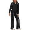 imageSAMPEEL 2 Piece Outfits for Women Lounge Sets Matching Sets Fall Fashion Clothing Travel Airport Vacation Clothes Pant SetsBlack