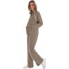 imageSAMPEEL 2 Piece Outfits for Women Lounge Sets Matching Sets Fall Fashion Clothing Travel Airport Vacation Clothes Pant SetsCoffee