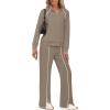 imageSAMPEEL 2 Piece Outfits for Women Lounge Sets Matching Sets Fall Fashion Clothing Travel Airport Vacation Clothes Pant SetsCoffee