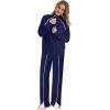 imageSAMPEEL 2 Piece Outfits for Women Lounge Sets Matching Sets Fall Fashion Clothing Travel Airport Vacation Clothes Pant SetsDark Blue
