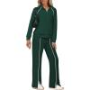 imageSAMPEEL 2 Piece Outfits for Women Lounge Sets Matching Sets Fall Fashion Clothing Travel Airport Vacation Clothes Pant SetsGreen