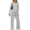 imageSAMPEEL 2 Piece Outfits for Women Lounge Sets Matching Sets Fall Fashion Clothing Travel Airport Vacation Clothes Pant SetsGrey