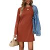 imageSAMPEEL Dresses for Women 2025 Casual Long Sleeve Cozy Tshirt Dress Fashion Fall OutfitsCaramel