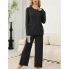 imageSAMPEEL Pajamas for Women Set Comfy Lounge Sets Two Piece Long Sleeve Cute Pjs Soft Sleepwear Winter ClothingBlack