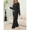 imageSAMPEEL Pajamas for Women Set Comfy Lounge Sets Two Piece Long Sleeve Cute Pjs Soft Sleepwear Winter ClothingBlack