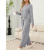 imageSAMPEEL Pajamas for Women Set Comfy Lounge Sets Two Piece Long Sleeve Cute Pjs Soft Sleepwear Winter ClothingClassic Gray