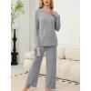 imageSAMPEEL Pajamas for Women Set Comfy Lounge Sets Two Piece Long Sleeve Cute Pjs Soft Sleepwear Winter ClothingClassic Gray