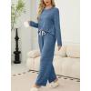 imageSAMPEEL Pajamas for Women Set Comfy Lounge Sets Two Piece Long Sleeve Cute Pjs Soft Sleepwear Winter ClothingDark Blue
