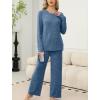 imageSAMPEEL Pajamas for Women Set Comfy Lounge Sets Two Piece Long Sleeve Cute Pjs Soft Sleepwear Winter ClothingDark Blue