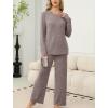 imageSAMPEEL Pajamas for Women Set Comfy Lounge Sets Two Piece Long Sleeve Cute Pjs Soft Sleepwear Winter ClothingKhaki