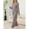 imageSAMPEEL Pajamas for Women Set Comfy Lounge Sets Two Piece Long Sleeve Cute Pjs Soft Sleepwear Winter ClothingKhaki