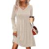 imageSAMPEEL Womens V Neck Long Sleeve Fall Dresses Baby Doll Casual Sweater Dress Fashion ClothesApricot