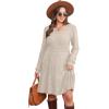 imageSAMPEEL Womens V Neck Long Sleeve Fall Dresses Baby Doll Casual Sweater Dress Fashion ClothesApricot