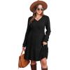 imageSAMPEEL Womens V Neck Long Sleeve Fall Dresses Baby Doll Casual Sweater Dress Fashion ClothesBlack