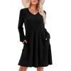 imageSAMPEEL Womens V Neck Long Sleeve Fall Dresses Baby Doll Casual Sweater Dress Fashion ClothesBlack