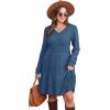 imageSAMPEEL Womens V Neck Long Sleeve Fall Dresses Baby Doll Casual Sweater Dress Fashion ClothesBlue