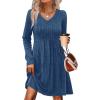imageSAMPEEL Womens V Neck Long Sleeve Fall Dresses Baby Doll Casual Sweater Dress Fashion ClothesBlue