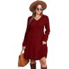 imageSAMPEEL Womens V Neck Long Sleeve Fall Dresses Baby Doll Casual Sweater Dress Fashion ClothesBurgundy