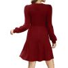 imageSAMPEEL Womens V Neck Long Sleeve Fall Dresses Baby Doll Casual Sweater Dress Fashion ClothesBurgundy