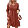 imageSAMPEEL Womens V Neck Long Sleeve Fall Dresses Baby Doll Casual Sweater Dress Fashion ClothesCaramel
