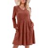 imageSAMPEEL Womens V Neck Long Sleeve Fall Dresses Baby Doll Casual Sweater Dress Fashion ClothesCaramel