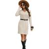 imageSampeel Dresses for Women 2025 Casual Long Sleeve V Neck Tshirt Dress Side Split Fashion Fall OutfitsBeige