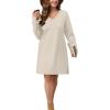 imageSampeel Dresses for Women 2025 Casual Long Sleeve V Neck Tshirt Dress Side Split Fashion Fall OutfitsBeige