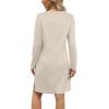 imageSampeel Dresses for Women 2025 Casual Long Sleeve V Neck Tshirt Dress Side Split Fashion Fall OutfitsBeige