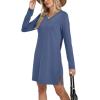imageSampeel Dresses for Women 2025 Casual Long Sleeve V Neck Tshirt Dress Side Split Fashion Fall OutfitsBlue