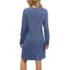 imageSampeel Dresses for Women 2025 Casual Long Sleeve V Neck Tshirt Dress Side Split Fashion Fall OutfitsBlue