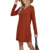 imageSampeel Dresses for Women 2025 Casual Long Sleeve V Neck Tshirt Dress Side Split Fashion Fall OutfitsCaramel