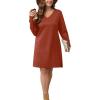 imageSampeel Dresses for Women 2025 Casual Long Sleeve V Neck Tshirt Dress Side Split Fashion Fall OutfitsCaramel