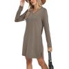 imageSampeel Dresses for Women 2025 Casual Long Sleeve V Neck Tshirt Dress Side Split Fashion Fall OutfitsCoffee