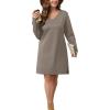 imageSampeel Dresses for Women 2025 Casual Long Sleeve V Neck Tshirt Dress Side Split Fashion Fall OutfitsCoffee