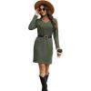 imageSampeel Dresses for Women 2025 Casual Long Sleeve V Neck Tshirt Dress Side Split Fashion Fall OutfitsGreen